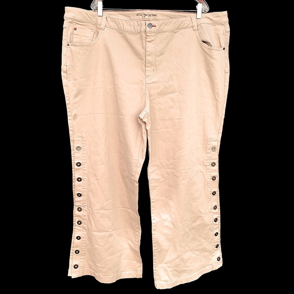 Peace Love World Denim - Peace Love World Tan Buttoned Leg Flare Jeans